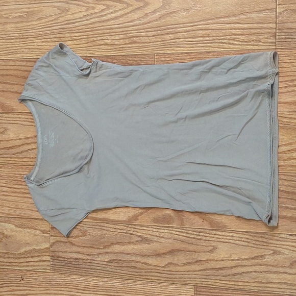 Loft gray short-sleeve lived-in cotton long t-shirt v-neck women's size S - Picture 1 of 6